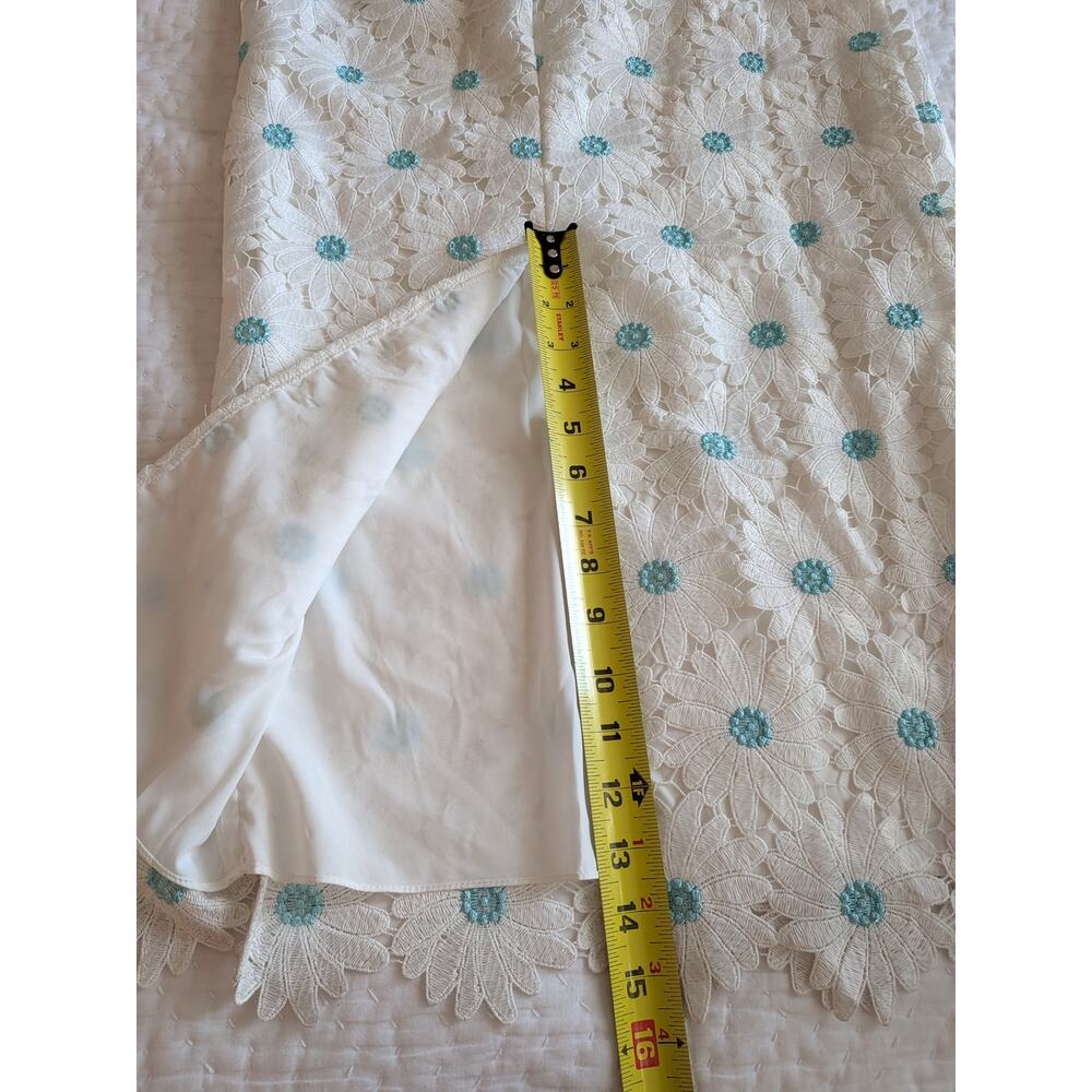 SAYLOR White Calibria Midi Dress w/ Mint Blue Daisy Flowers & Daisy Straps - Picture 12 of 12